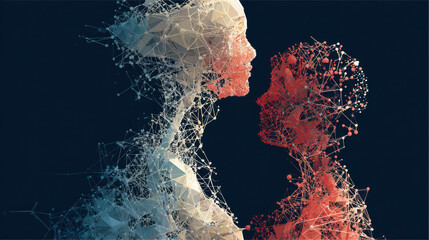 Abstract representation of interconnectedness expressing deep and profound connection between two entities, feeling harmonious