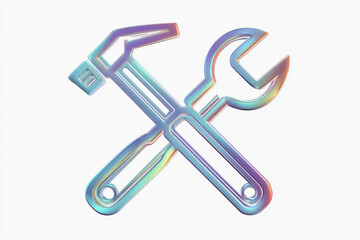 Obraz premium Holographic tool gleams intensely, creating captivating symbol, sparking creativity and symbolizing innovation and efficiency