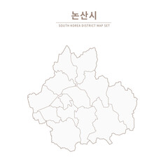 Obraz premium Nonsan-si map, Line Map of Local Cities in Chungcheongbuk-do and Chungcheongnam-do, South Korea