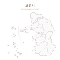 Boryeong-si map,  Line Map of Local Cities in Chungcheongbuk-do and Chungcheongnam-do, South Korea