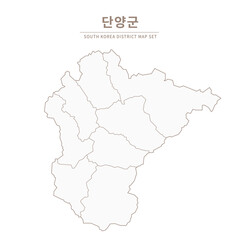 Danyang-gun map, Line Map of Local Cities in Chungcheongbuk-do and Chungcheongnam-do, South Korea