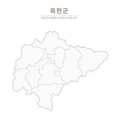 Obraz premium Okcheon-gun map, Line Map of Local Cities in Chungcheongbuk-do and Chungcheongnam-do, South Korea
