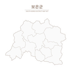  Boeun-gun map, Line Map of Local Cities in Chungcheongbuk-do and Chungcheongnam-do, South Korea