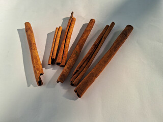 Cinnamon stick on a white background 