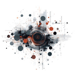Obraz premium Abstract digital art, circular design with lens, splatters and brushstrokes