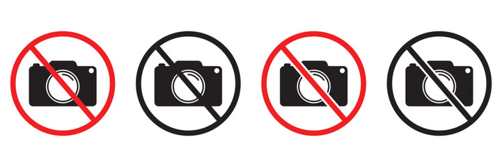 No Camera Icon Set – Prohibited Photography and Surveillance Ban Vector Symbols