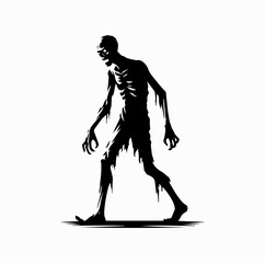 Fototapeta premium Full Body Zombie Walking Silhouette – Halloween Horror Vector