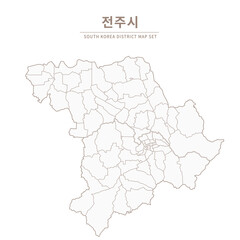 Jeonju-si map. Line Map Illustration of Local Cities in Jeollanam-do and Jeollabuk-do, South Korea