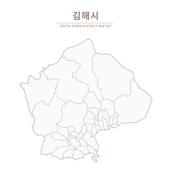Obraz premium Gimhae-si Line Map. Illustration of Local Cities in Gyeongsang-do, South Korea