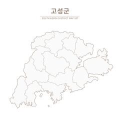 Fototapeta premium Goseong-gun Line Map. Illustration of Local Cities in Gyeongsang-do, South Korea