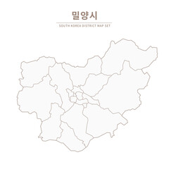 Obraz premium Miryang-si Line Map. Illustration of Local Cities in Gyeongsang-do, South Korea