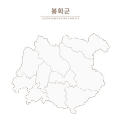 Obraz premium Bonghwa-gun Line Map. Illustration of Local Cities in Gyeongsang-do, South Korea