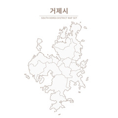 Obraz premium geoje-si Line Map. Illustration of Local Cities in Gyeongsang-do, South Korea