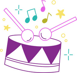 Musical Drum with Notes Doodle