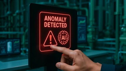 Anomaly alert digital screen industrial plant with AI technology for green hydrogen monitoring and safety control system ensuring efficient operation - Powered by Adobe