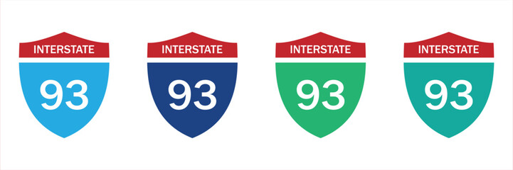  Interstate 93 Road Sign Vector Icons