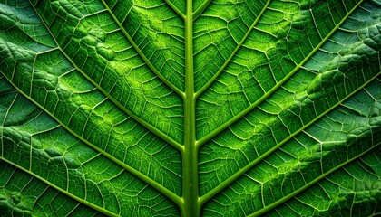 Fototapeta premium Detailed texture of a deep green, exotic, tropical jungle leaf with prominent dark veins, showcasing natural macro details. Gunnera tinctoria, also known as Giant Rhubarb. High quality. 