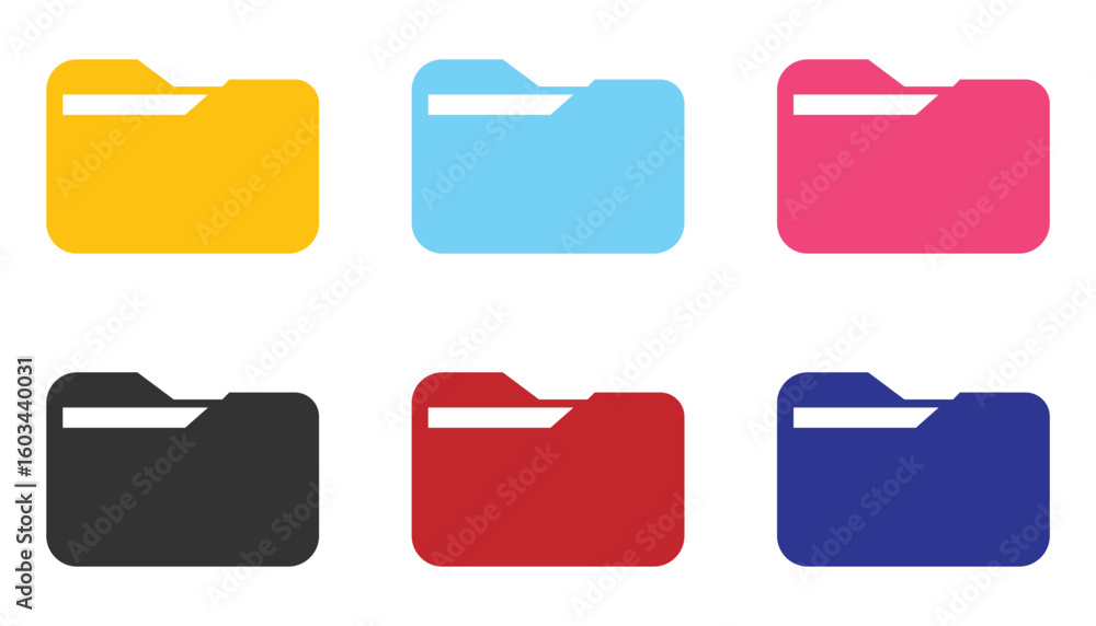 Aufkleber folder icon set with documents – office archive and file management vector collection