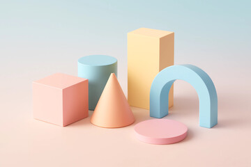 Obraz premium bar chart or geometric figure made of soft colored cubes for background