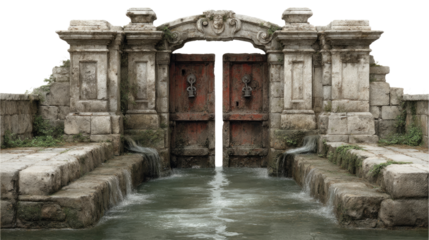 Ancient stone archway leading into a historic European church