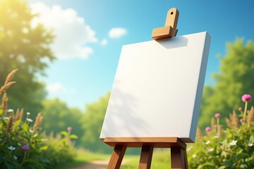 easel with blank canvas