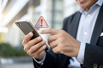 Alert notification concept. Reminder, Push Notifications, Web Reminders, Time Table and Announcements. Person using smartphone with bell notification icon on virtual screen. 