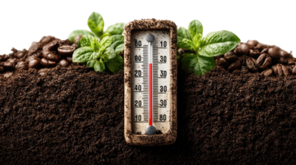 Temperature measurement instruments, showing Celsius and Fahrenheit scales, isolated against a white background, useful for agriculture, weather, or heat measurement of hot and cold objects