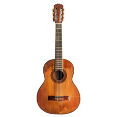 Obraz premium Wooden acoustic guitar, front view, aged