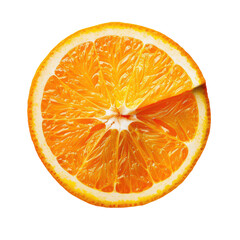 Close-up of a vibrant orange slice.  A circular cross-section of an orange, showcasing its segments and texture.  Bright, juicy orange color