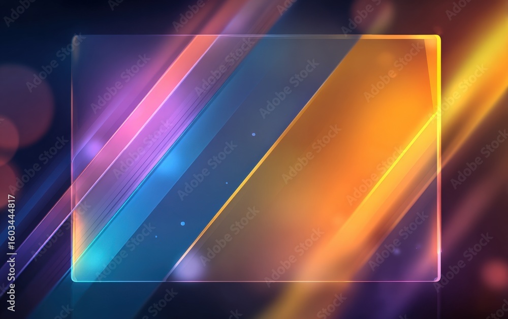 Poster vibrant abstract digital background with colorful glowing lines and light streaks over dark space wi