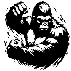 Silhouette portrait of an angry gorilla © Breck