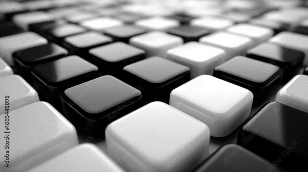Poster close-up of a modern electronic keyboard or control surface with black and white keys showing detail