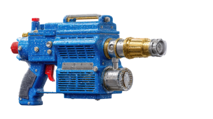 Isolated on white, this powerful red electric drill stands ready for construction, its metal and steel components reflecting advanced motor technology for any repair work