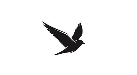 Obraz premium Silhouette illustration of a bird in flight with its wings spread against a white plain background view