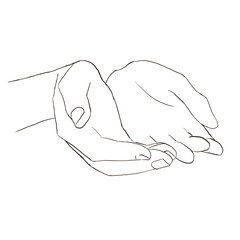 Hands holding out both hands watercolor illustration