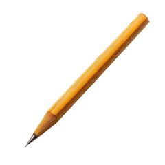 Close-up of a single, light-orange pencil.  It's angled,  showing its length and sharpened tip
