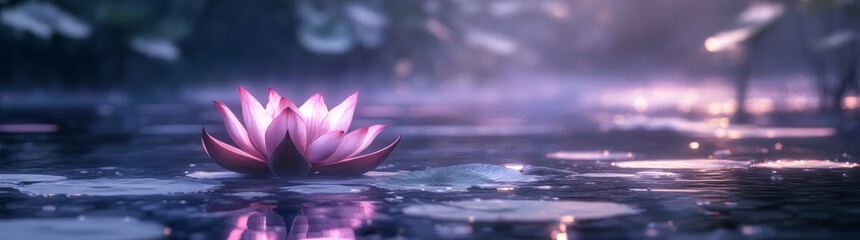 The dreamy scene of a pink lotus flower floating on water is a quintessential representation of an abstract zen wallpaper, embodying the qualities of serenity, tranquility, and a soothing background