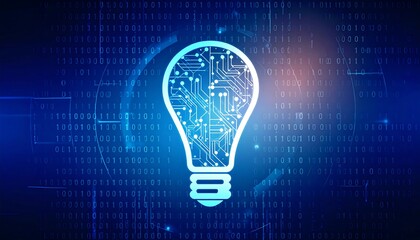 Abstract lightbulb image on digital background