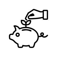Obraz premium A hand planting a seed in a piggy bank, symbolizing the growth of savings and financial prosperity.