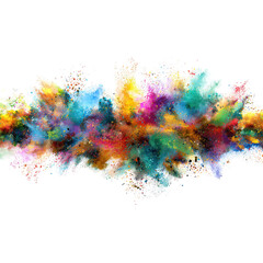 Fototapeta premium Colorful powder explosion, vibrant hues burst across black background