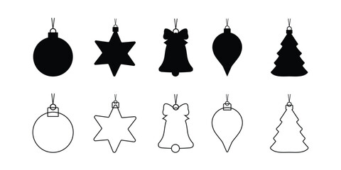 Vector art of christmas ornaments in black and white illustration vector art