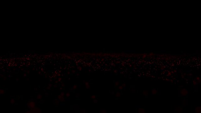 Looping animation of dark red particles moving in a subtle wave pattern over a black background ideal for moody or cinematic visuals.