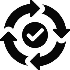 Circular process with checkmark symbol representing workflow and approval