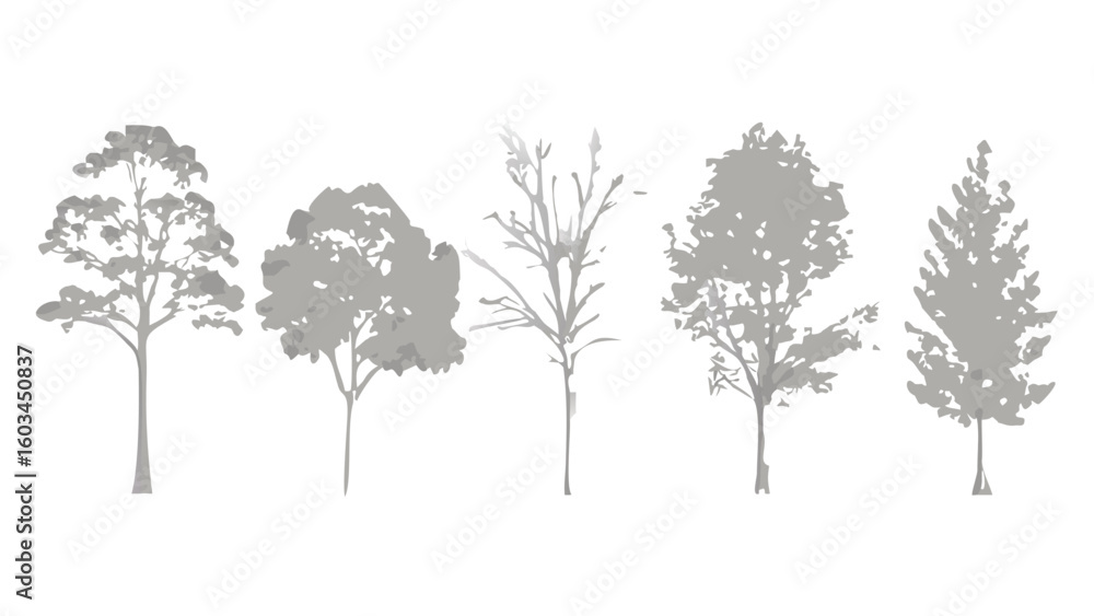 Aufkleber monochrome tree silhouettes in a row an array of shapes creates a visually diverse natural scene in 