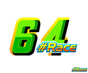 racing number 64 vector, with green color on white background, for automotive and sports