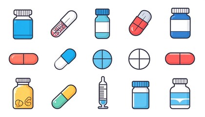 Colorful medicine icons