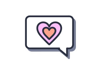 クールグレイ色の筆で描いた、吹き出しアイコン「ハート」, A speech bubble icon 