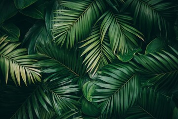 A natural background of a tropical forest, styled in soothing green tones, represents a carefree and relaxing lifestyle, frequently used in advertising for spas and travel destinations