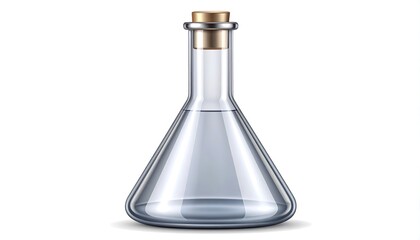 Clear glass flask, liquid inside