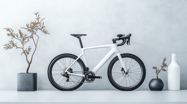 Modern bicycle in minimalist setting